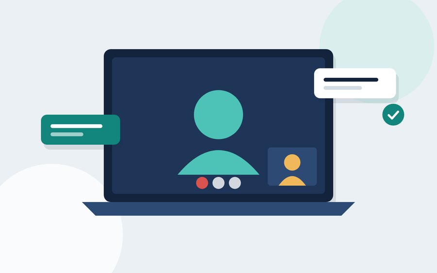 Illustration of a video call on a laptop