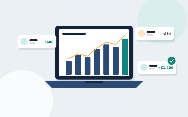 Illustration of accounting software on a laptop