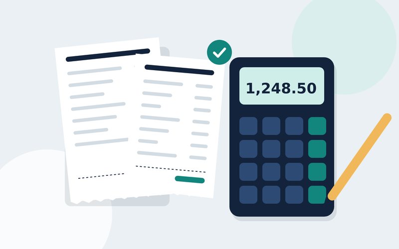 Illustration of receipts and a calculator
